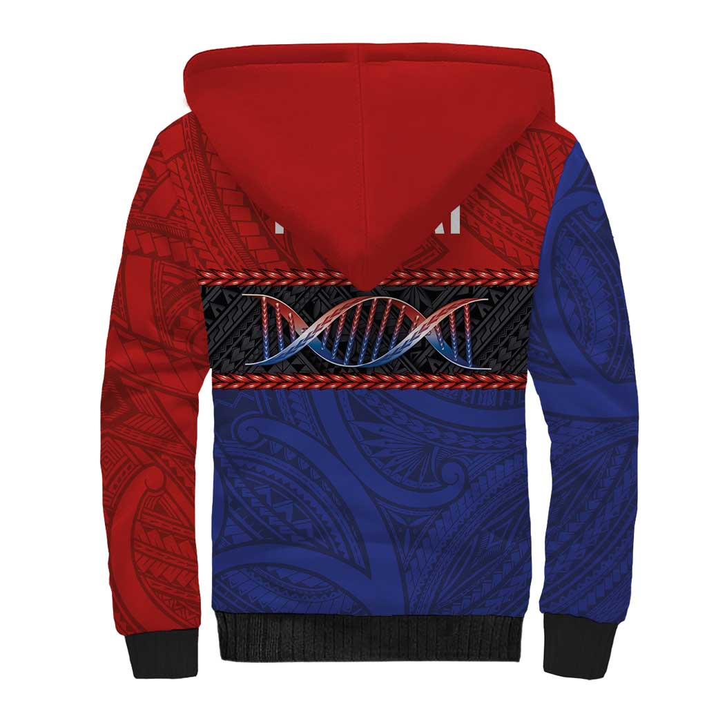 Personalised Samoan DNA-Proud of Samoa Sherpa Hoodie Polynesian Patterns - Polynesian Pride
