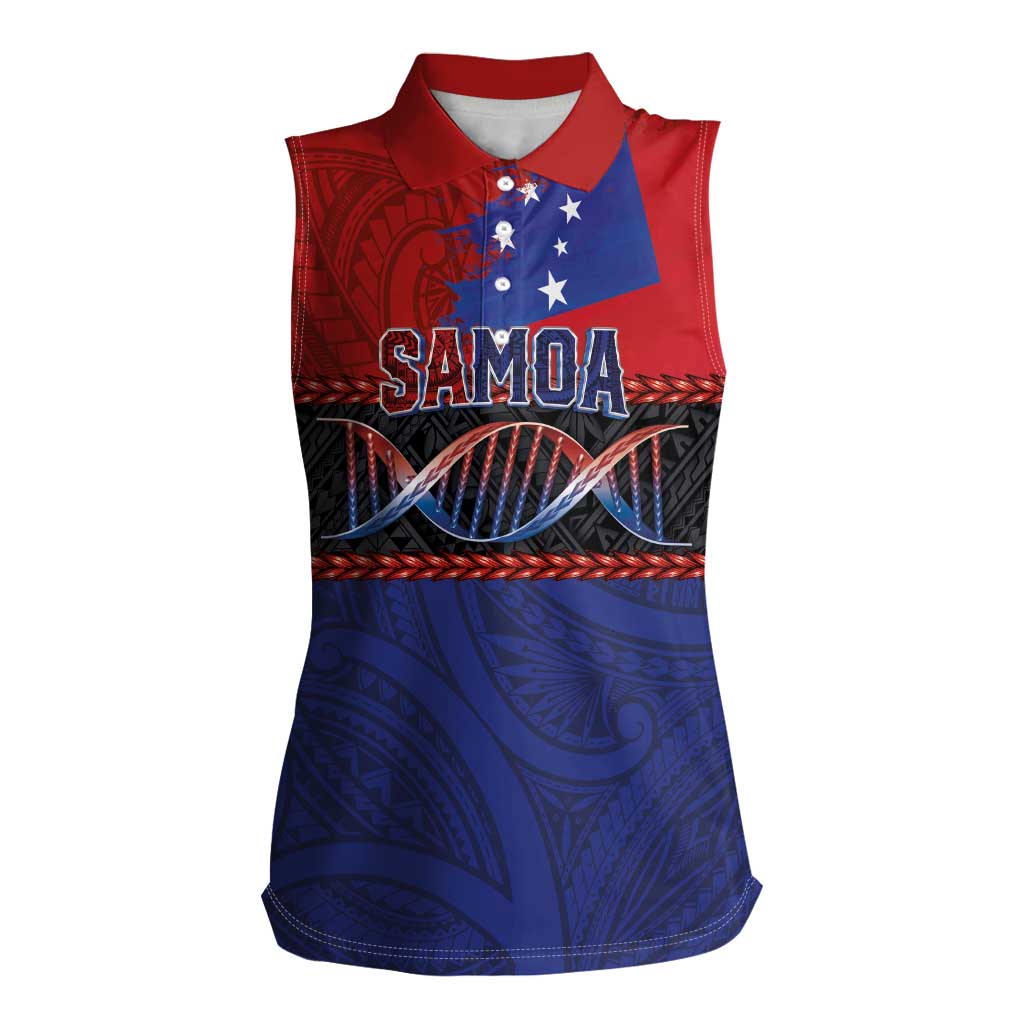 Personalised Samoan DNA-Proud of Samoa Women Sleeveless Polo Shirt Polynesian Patterns - Polynesian Pride