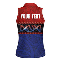 Personalised Samoan DNA-Proud of Samoa Women Sleeveless Polo Shirt Polynesian Patterns - Polynesian Pride