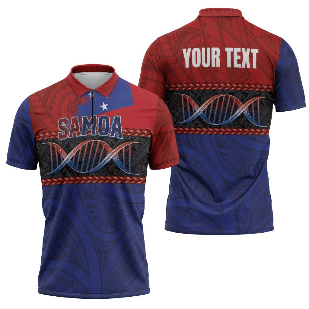 Personalised Samoan DNA-Proud of Samoa Zipper Polo Shirt Polynesian Patterns - Polynesian Pride