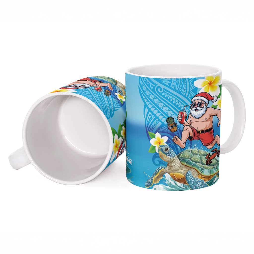 Polynesian Merry Christmas Ceramic Mug Funny Santa with Sea Turtle Beach Plumeria - Polynesian Pride