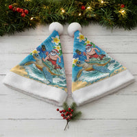 Polynesian Merry Christmas Santa Hat Funny Santa with Sea Turtle on Beach and Plumeria - Polynesian Pride