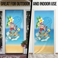 Polynesian Merry Christmas Door Cover Funny Santa with Sea Turtle Beach Plumeria - Polynesian Pride