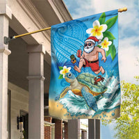 Polynesian Merry Christmas Garden Flag Funny Santa with Sea Turtle Beach Plumeria - Polynesian Pride