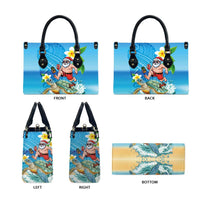 Polynesian Merry Christmas Leather Bag Funny Santa with Sea Turtle Beach Plumeria - Polynesian Pride