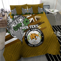 Hawaii James Campbell High School Bedding Set Kakau Pattern Gold Color Version LT03 - Polynesian Pride