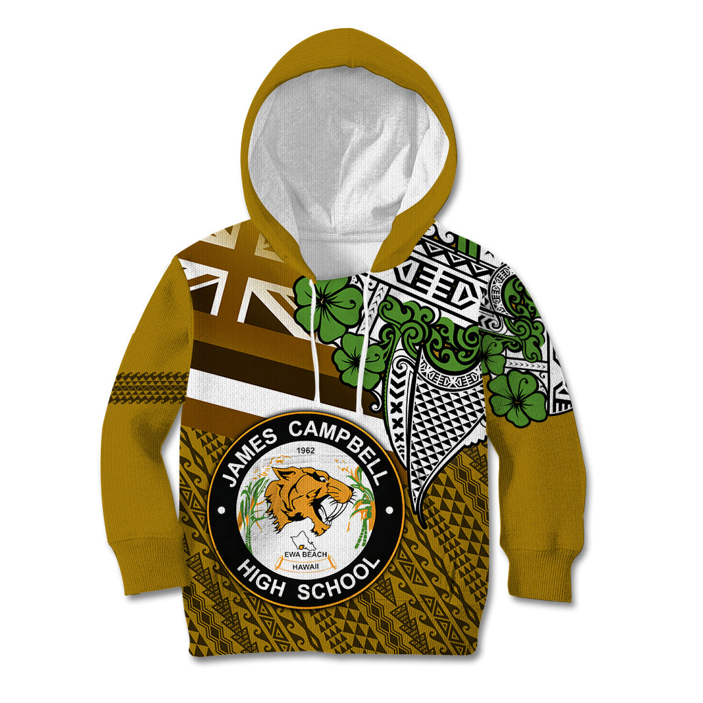 Hawaii James Campbell High School Kid Hoodie Kakau Pattern Gold Color Version LT03 Hoodie Gold - Polynesian Pride