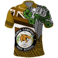 Hawaii James Campbell High School Polo Shirt Kakau Pattern Gold Color Version LT03 Gold - Polynesian Pride
