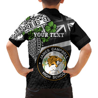 Hawaii James Campbell High School Family Matching Puletasi Dress and Hawaiian Shirt Kakau Pattern Black Version LT03 - Polynesian Pride