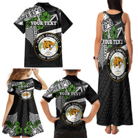 Hawaii James Campbell High School Family Matching Tank Maxi Dress and Hawaiian Shirt Kakau Pattern Black Version LT03 - Polynesian Pride