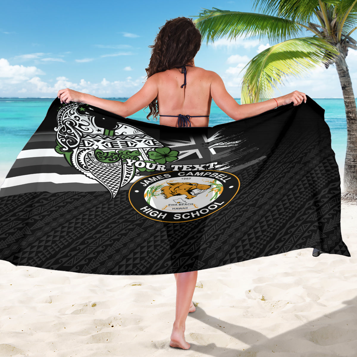 Hawaii James Campbell High School Sarong Kakau Pattern Black Version LT03 - Polynesian Pride