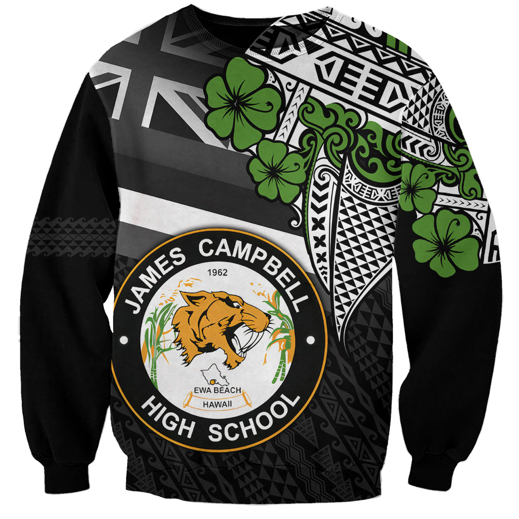 Hawaii James Campbell High School Sweatshirt Kakau Pattern Black Version LT03 Unisex Black - Polynesian Pride