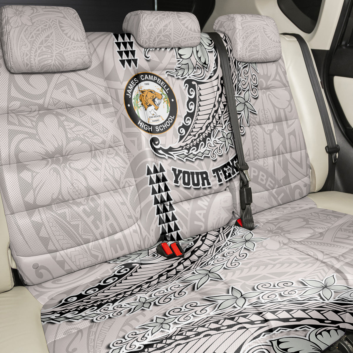 Custom Hawaii James Campbell High School Back Car Seat Cover Tribal Kakau Pattern LT03