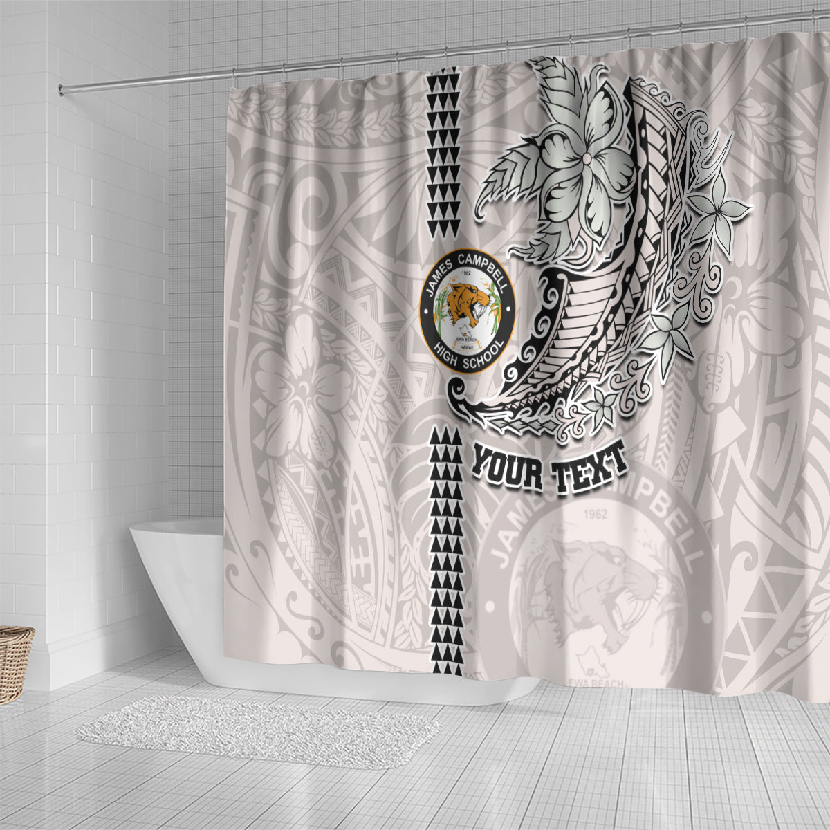 Custom Hawaii James Campbell High School Shower Curtain Tribal Kakau Pattern LT03 - Polynesian Pride
