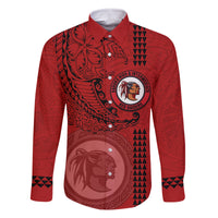 Hawaii Kahuku High & Intermediate School Family Matching Long Sleeve Bodycon Dress and Hawaiian Shirt Tribal Kakau Pattern LT03 Dad's Shirt - Long Sleeve Red - Polynesian Pride