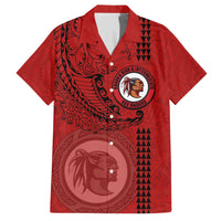 Hawaii Kahuku High & Intermediate School Family Matching Short Sleeve Bodycon Dress and Hawaiian Shirt Tribal Kakau Pattern LT03 Dad's Shirt - Short Sleeve Red - Polynesian Pride