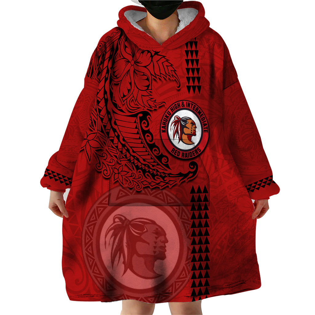 Hawaii Kahuku High & Intermediate School Wearable Blanket Hoodie Tribal Kakau Pattern LT03 - Polynesian Pride