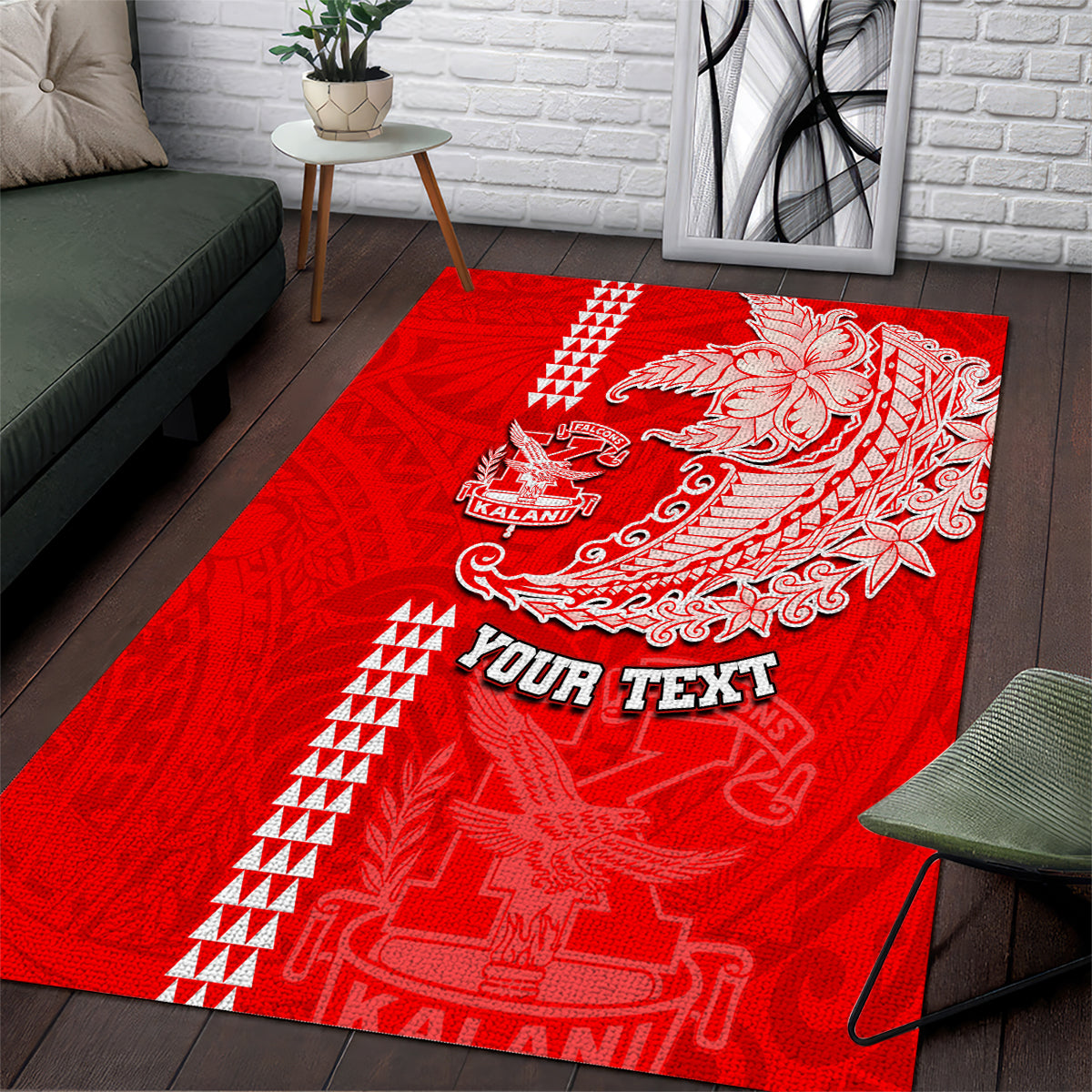 Hawaii Kalani High School Area Rug Tribal Kakau Pattern LT03 Red - Polynesian Pride