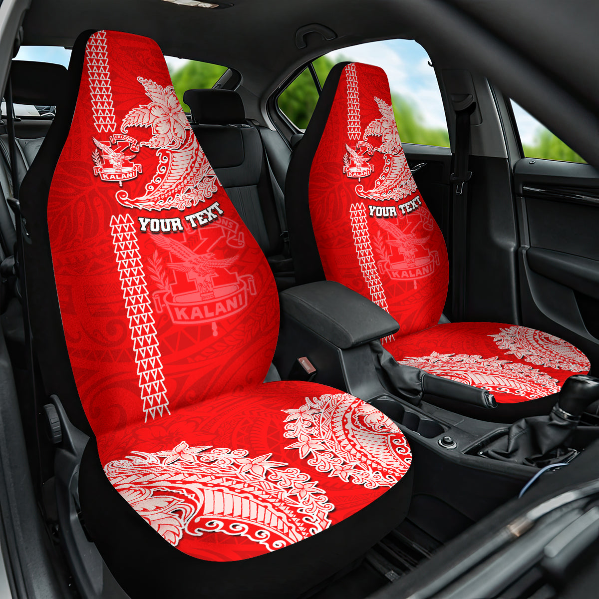 Hawaii Kalani High School Car Seat Cover Tribal Kakau Pattern LT03 One Size Red - Polynesian Pride