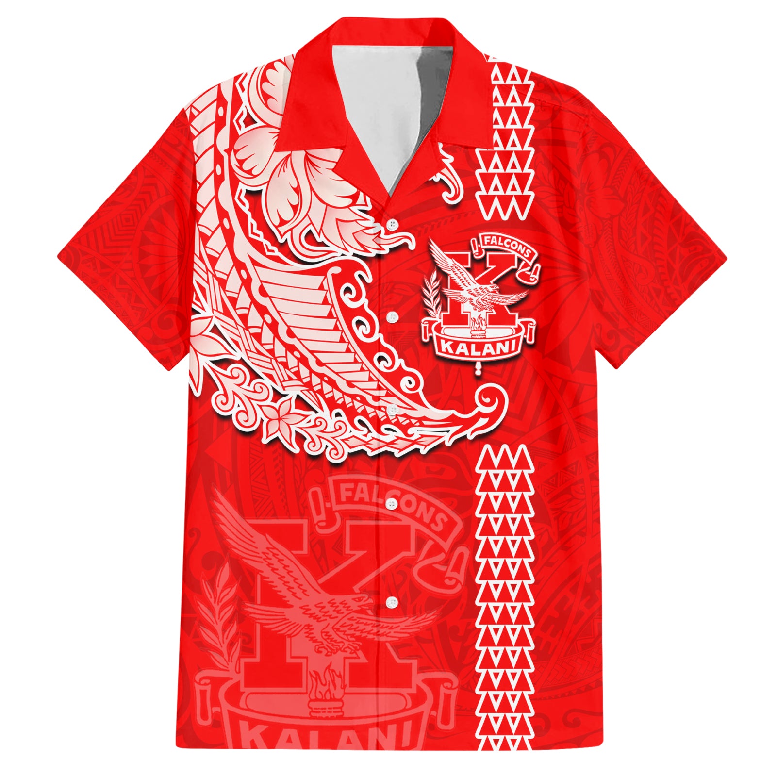 Hawaii Kalani High School Hawaiian Shirt Tribal Kakau Pattern LT03 Red - Polynesian Pride