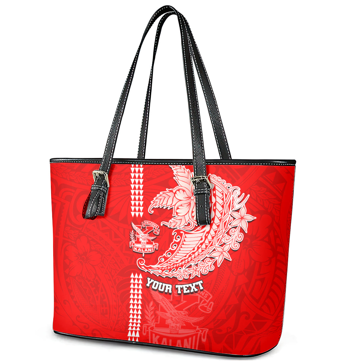 Hawaii Kalani High School Leather Tote Bag Tribal Kakau Pattern LT03 - Polynesian Pride
