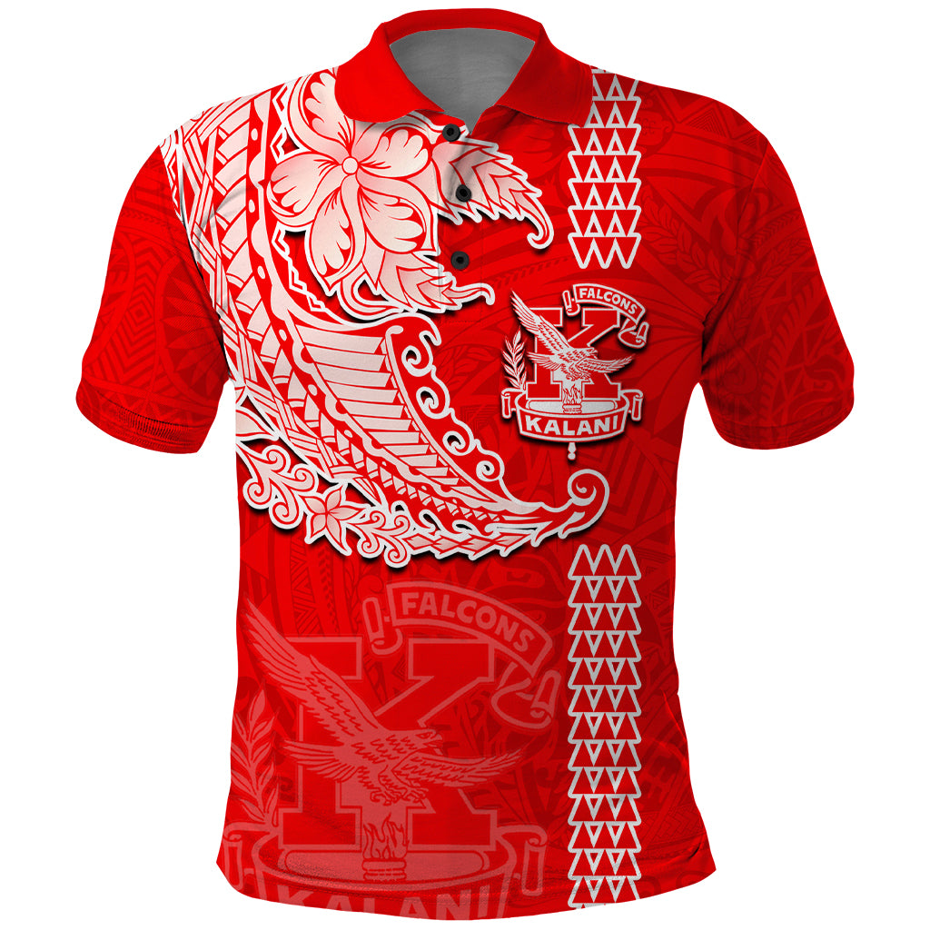 Hawaii Kalani High School Polo Shirt Tribal Kakau Pattern LT03 Red - Polynesian Pride