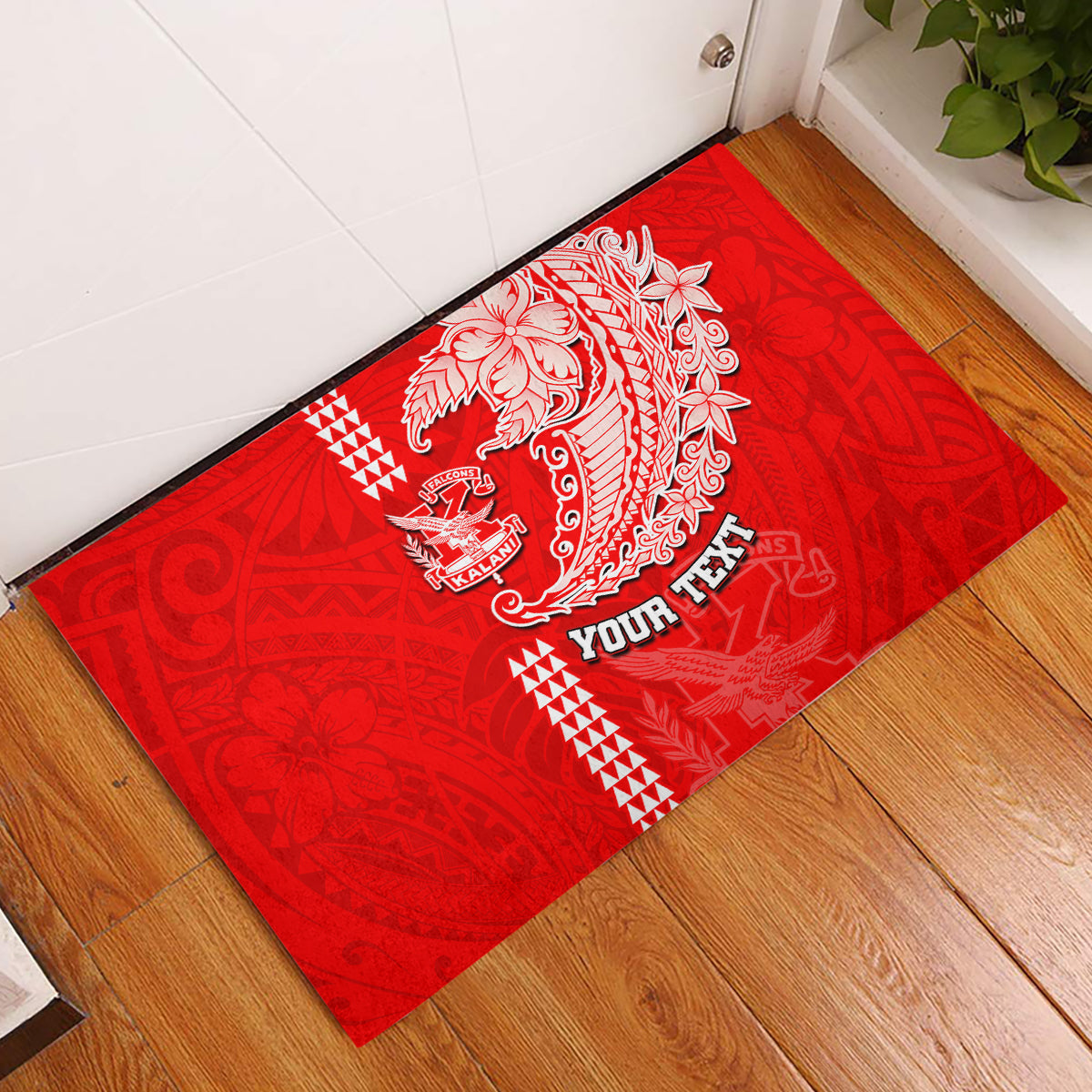 Hawaii Kalani High School Rubber Doormat Tribal Kakau Pattern LT03 Red - Polynesian Pride