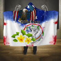 Custom Northern Mariana Islands Commonwealth Covenant Day Hooded Blanket Plumeria Flower Splash Style LT03 One Size Blue - Polynesian Pride