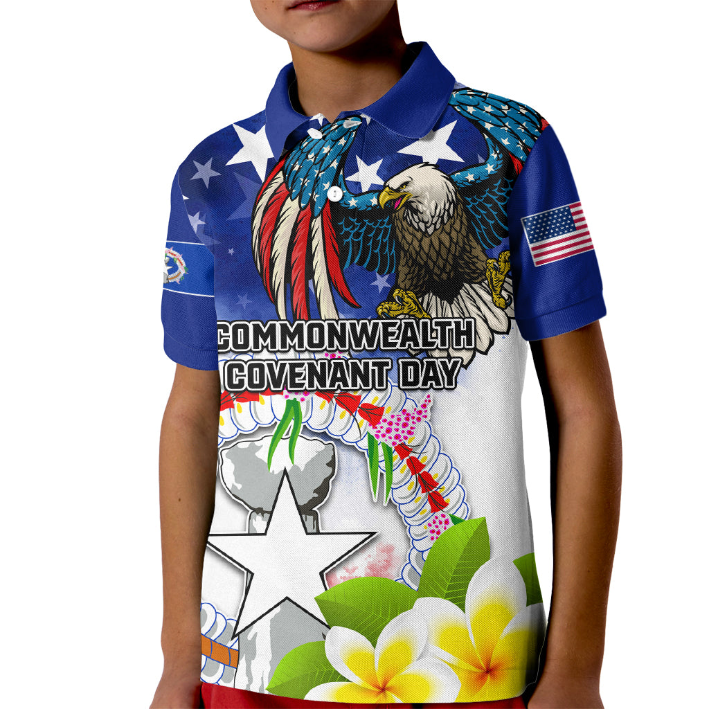 Custom Northern Mariana Islands Commonwealth Covenant Day Kid Polo Shirt Plumeria Flower Splash Style LT03 Kid Blue - Polynesian Pride