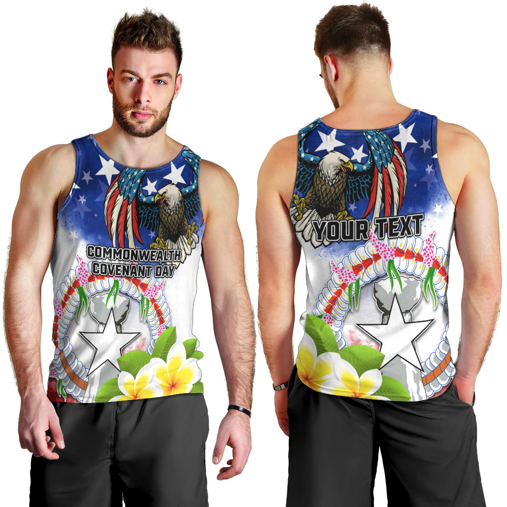 Custom Northern Mariana Islands Commonwealth Covenant Day Men Tank Top Plumeria Flower Splash Style LT03 - Polynesian Pride