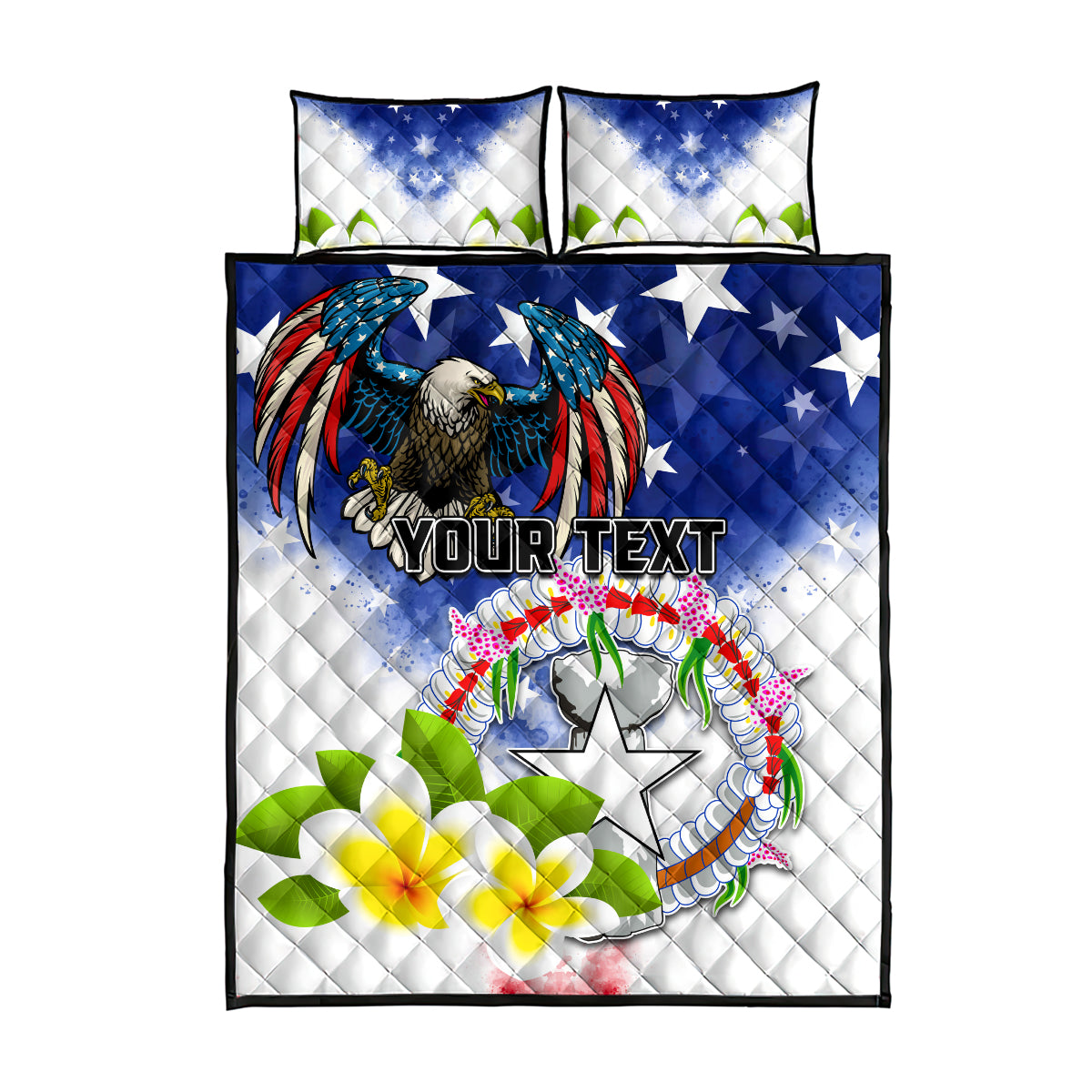 Custom Northern Mariana Islands Commonwealth Covenant Day Quilt Bed Set Plumeria Flower Splash Style LT03 - Polynesian Pride