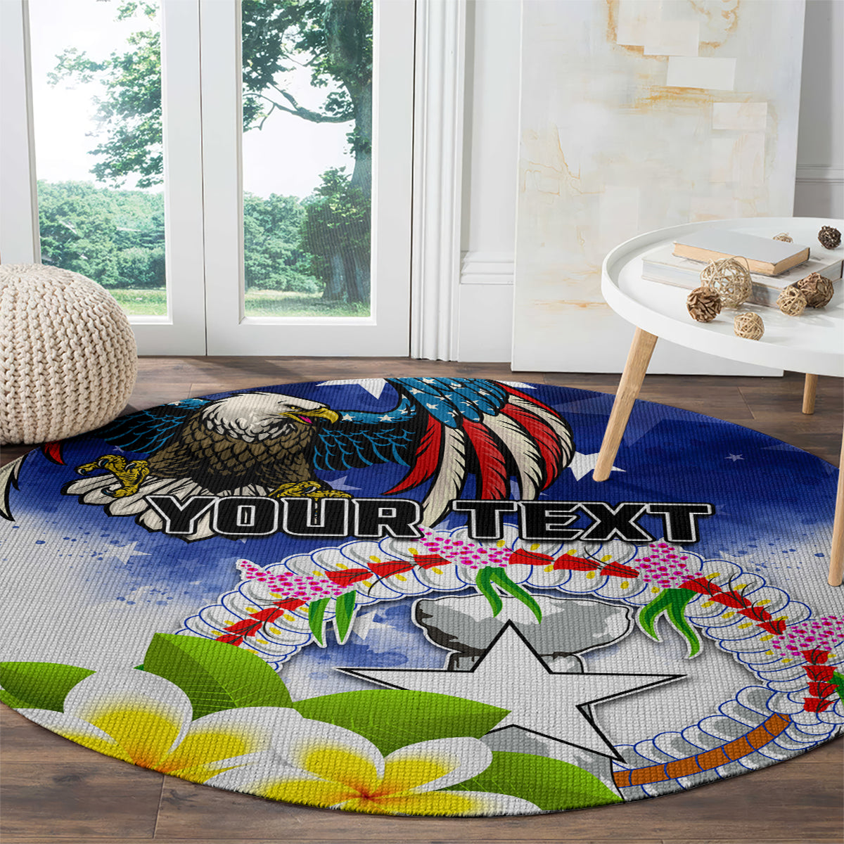 Custom Northern Mariana Islands Commonwealth Covenant Day Round Carpet Plumeria Flower Splash Style LT03 - Polynesian Pride