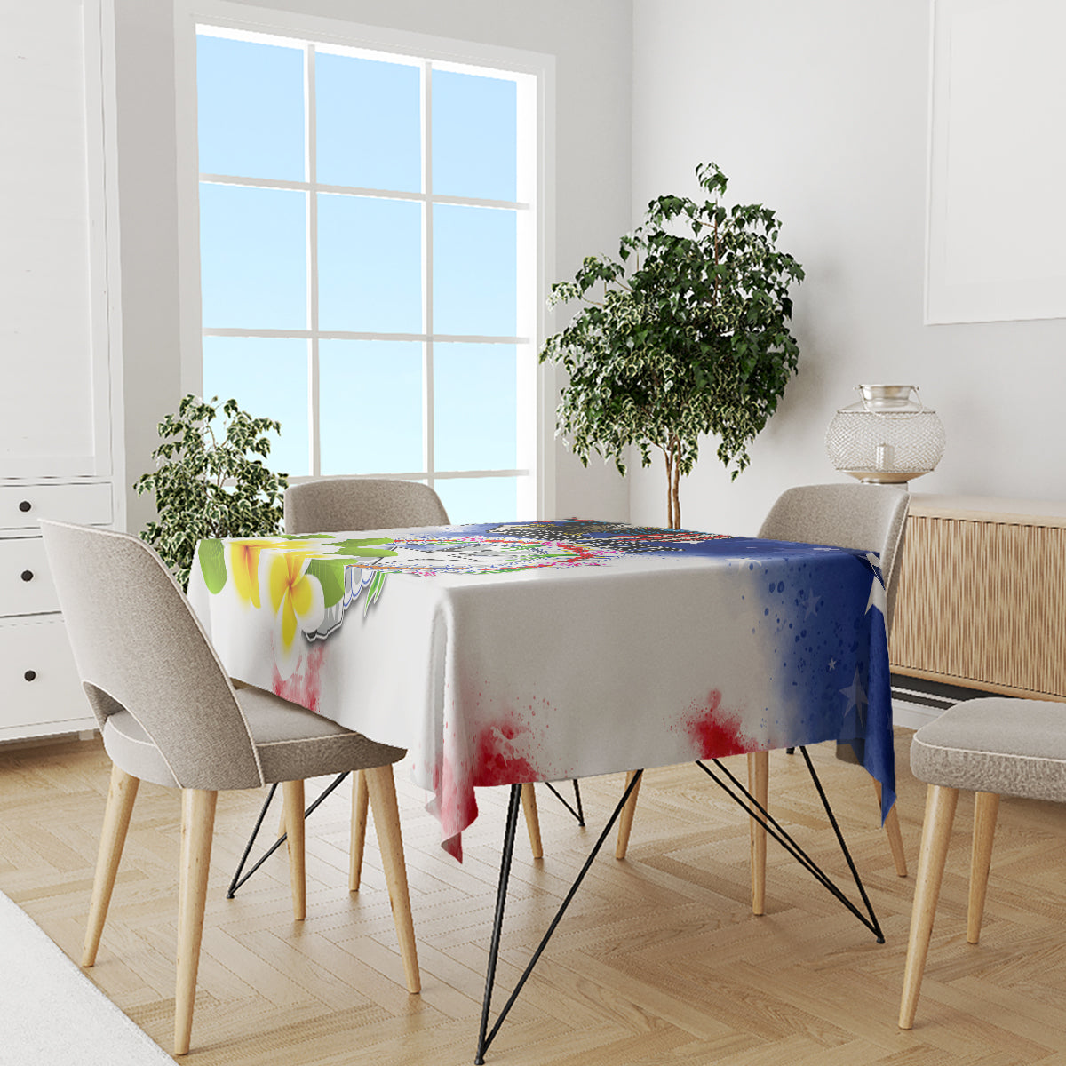 Custom Northern Mariana Islands Commonwealth Covenant Day Tablecloth Plumeria Flower Splash Style LT03 - Polynesian Pride