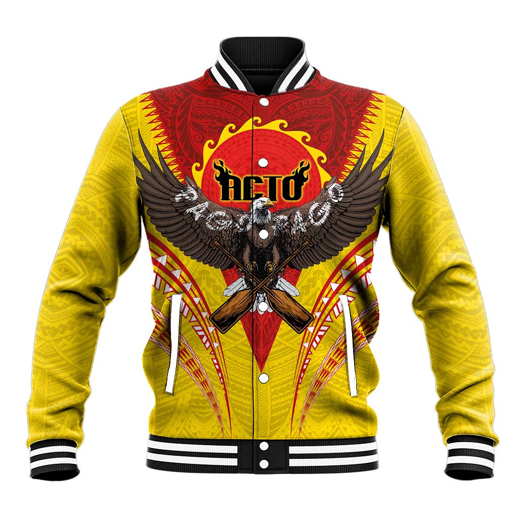 American Samoa Fautasi Race Baseball Jacket Pago Pago-Aeto Samoan Tattoo and Eagle