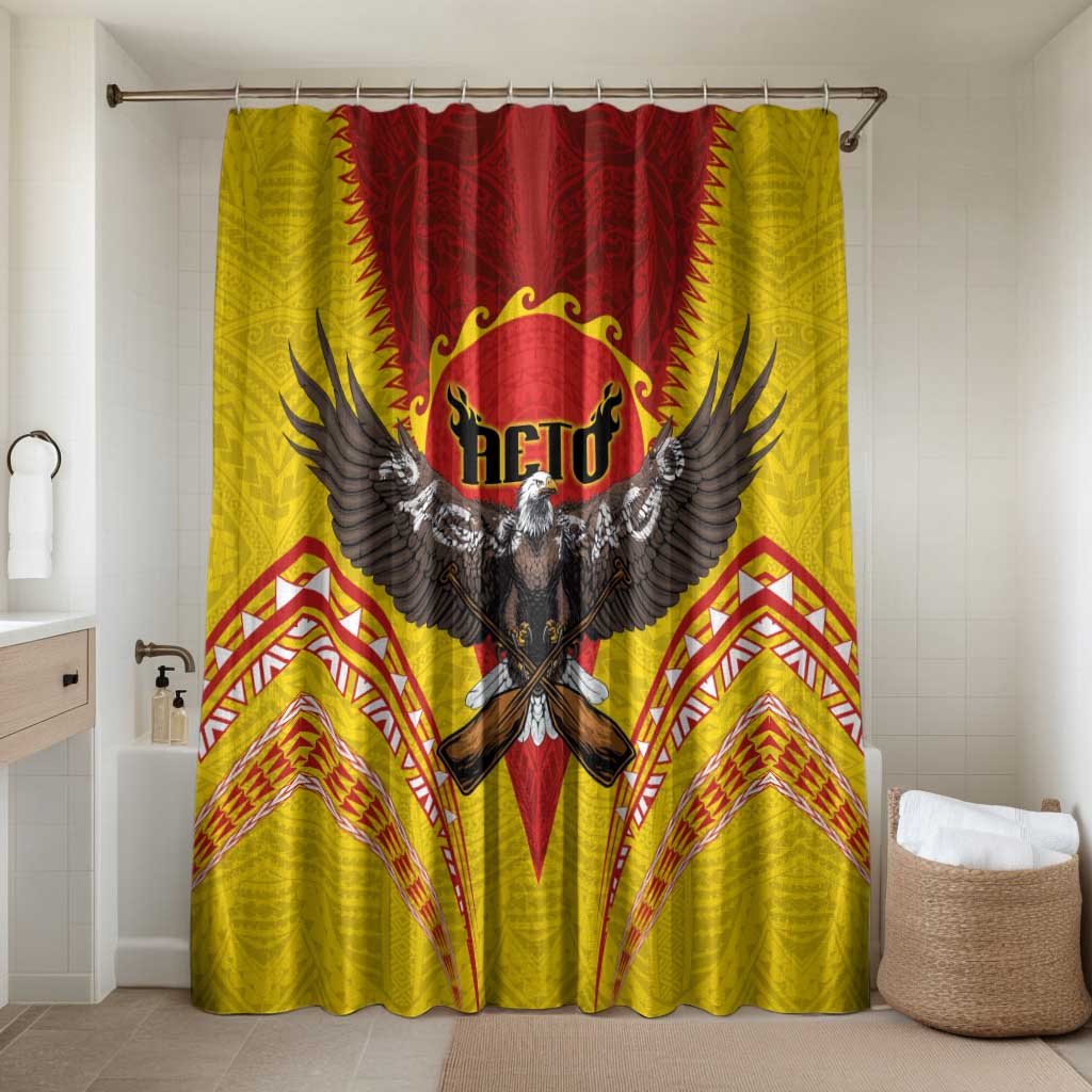 American Samoa Fautasi Race Bathroom Set Pago Pago-Aeto Samoan Tattoo and Eagle