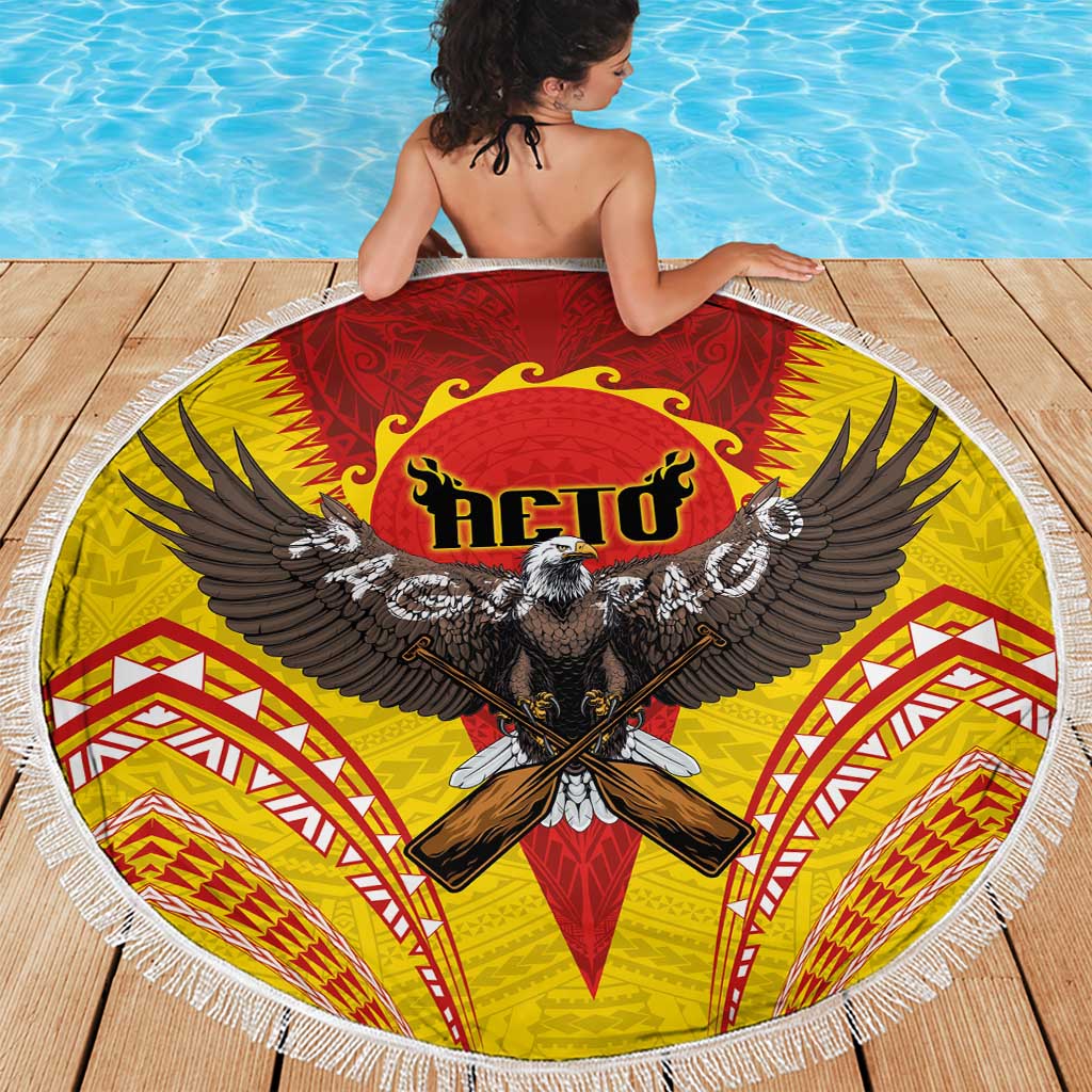 American Samoa Fautasi Race Beach Blanket Pago Pago-Aeto Samoan Tattoo and Eagle