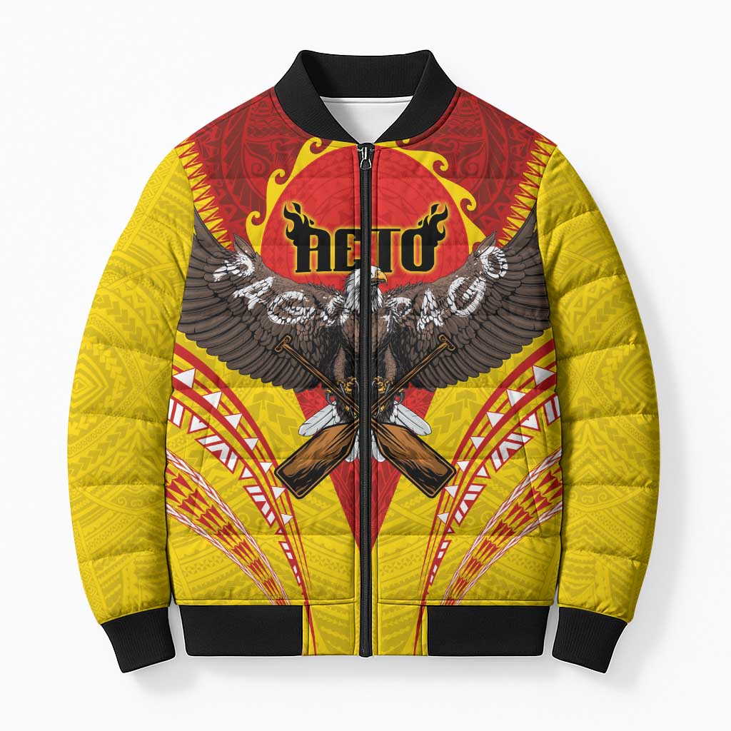 American Samoa Fautasi Race Bomber Puffer Jacket Pago Pago-Aeto Samoan Tattoo and Eagle