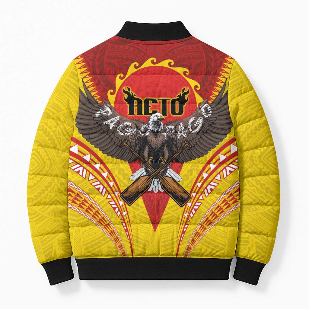 American Samoa Fautasi Race Bomber Puffer Jacket Pago Pago-Aeto Samoan Tattoo and Eagle