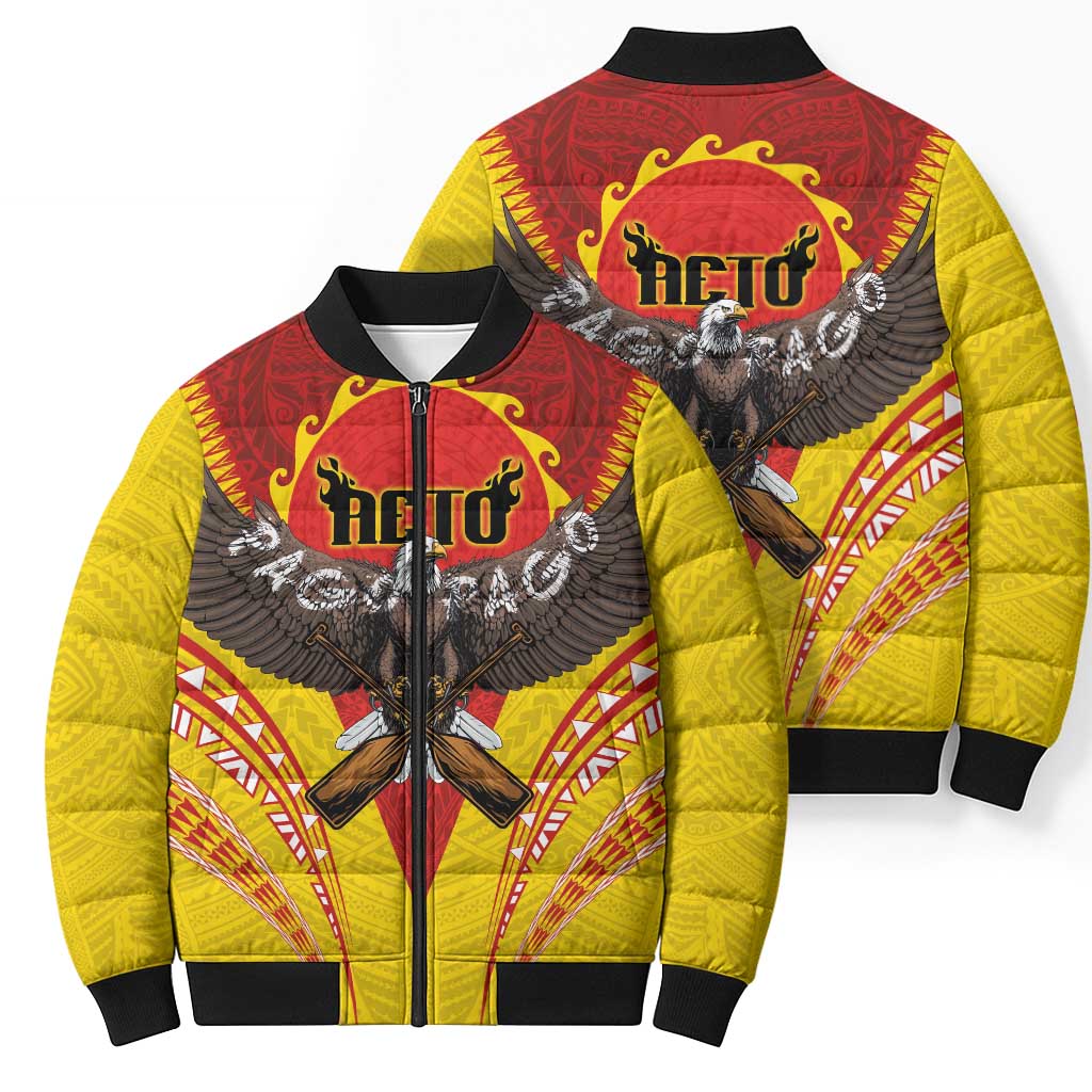 American Samoa Fautasi Race Bomber Puffer Jacket Pago Pago-Aeto Samoan Tattoo and Eagle
