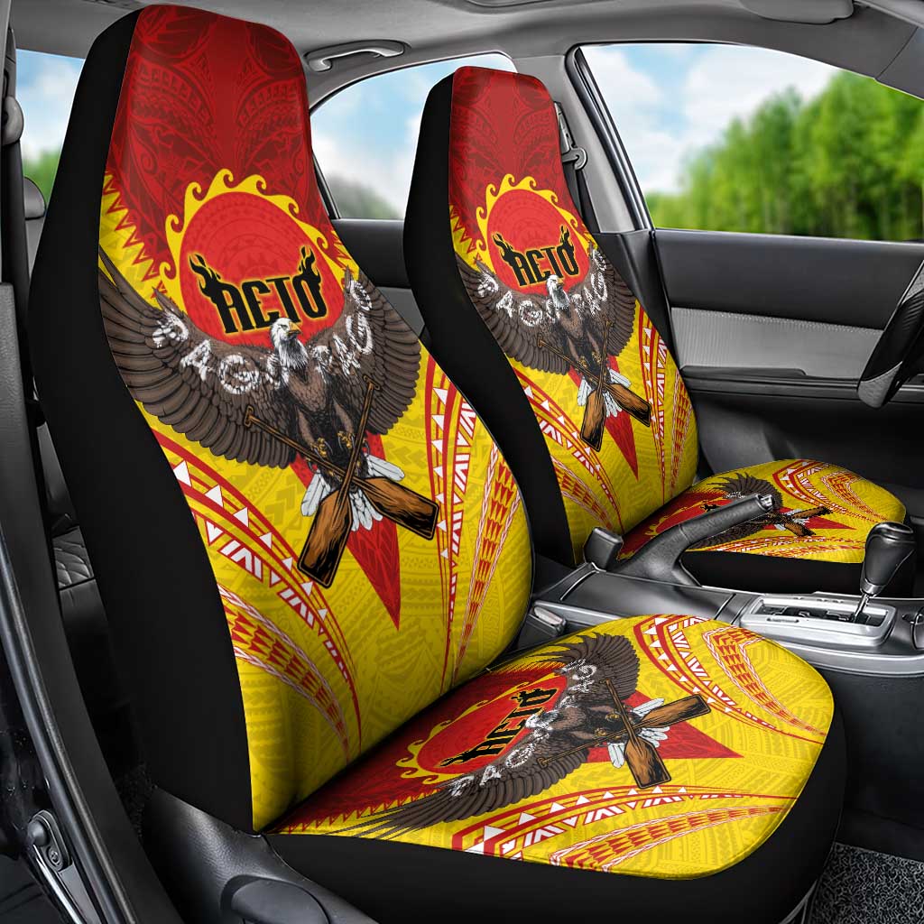 American Samoa Fautasi Race Car Seat Cover Pago Pago-Aeto Samoan Tattoo and Eagle