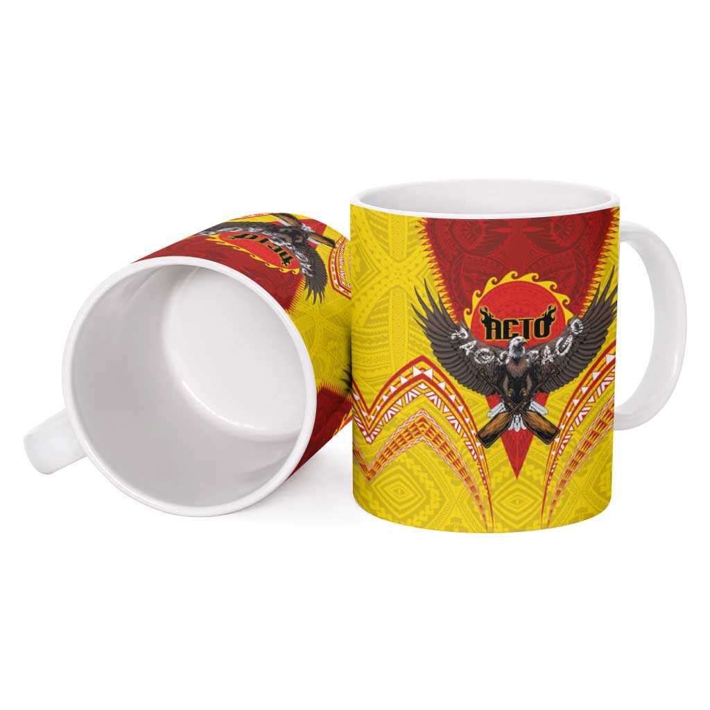 American Samoa Fautasi Race Ceramic Mug Pago Pago-Aeto Samoan Tattoo and Eagle