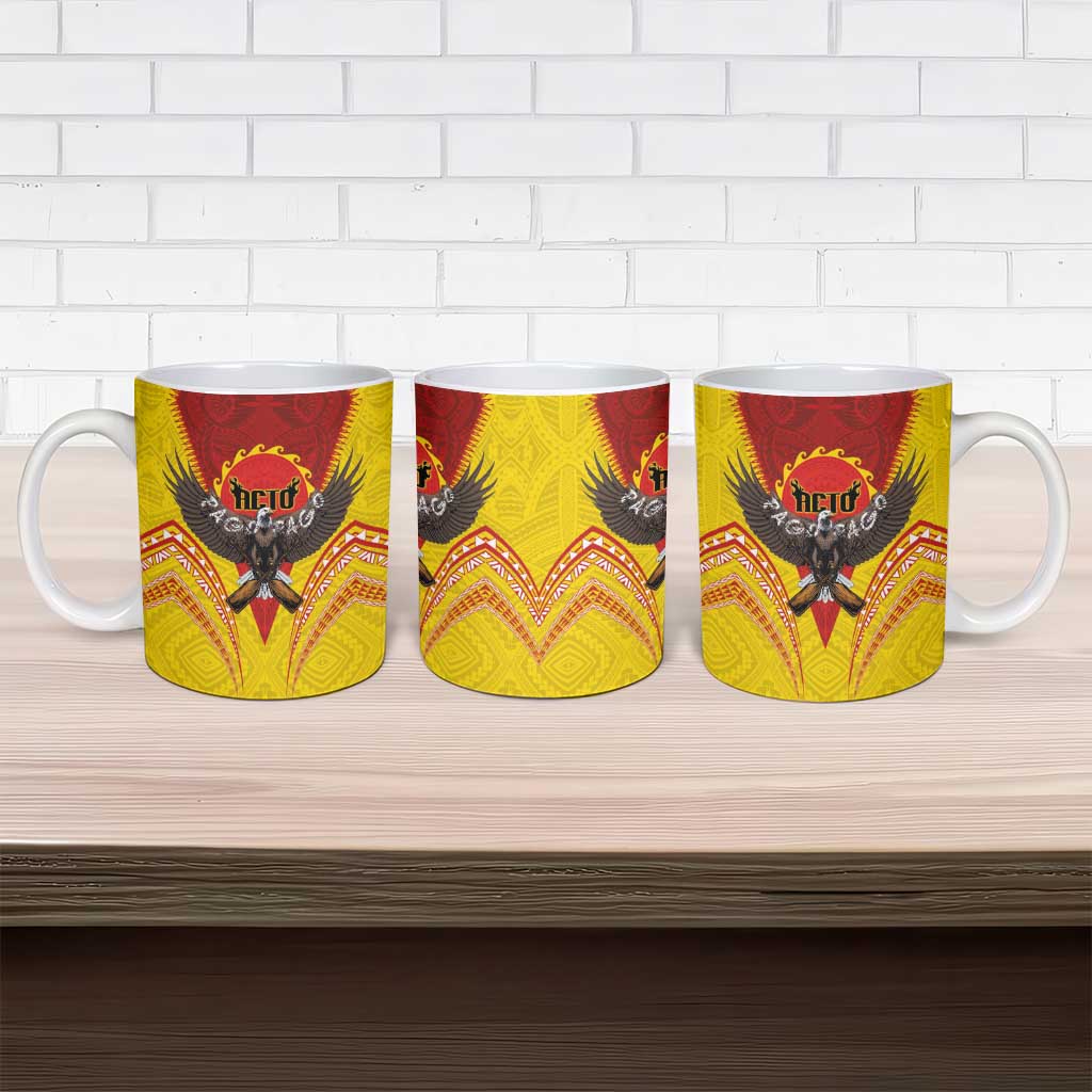 American Samoa Fautasi Race Ceramic Mug Pago Pago-Aeto Samoan Tattoo and Eagle