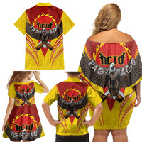 American Samoa Fautasi Race Family Matching Off Shoulder Short Dress and Hawaiian Shirt Pago Pago-Aeto Samoan Tattoo and Eagle LT03 - Polynesian Pride