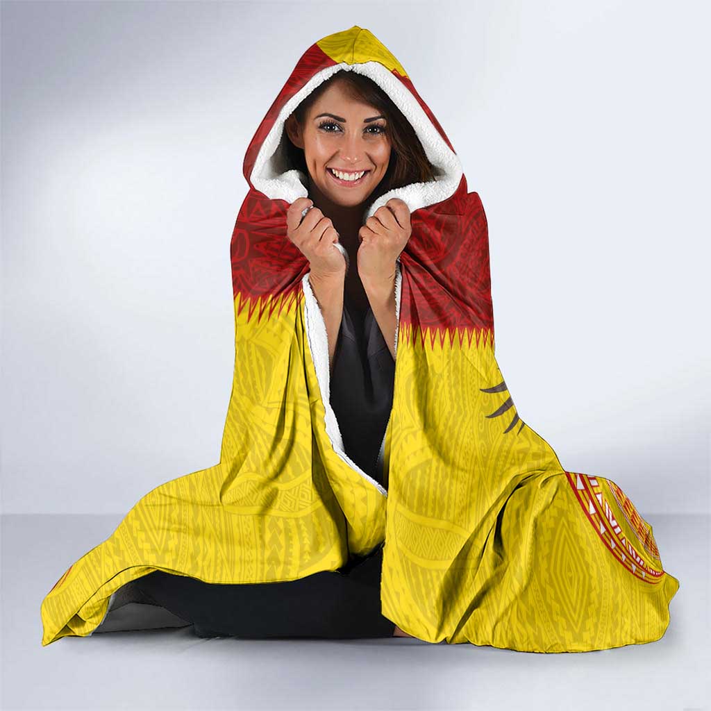 American Samoa Fautasi Race Hooded Blanket Pago Pago-Aeto Samoan Tattoo and Eagle