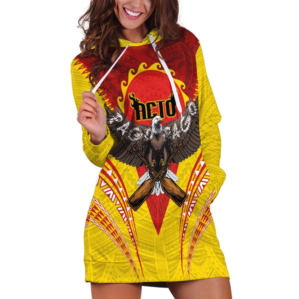 American Samoa Fautasi Race Hoodie Dress Pago Pago-Aeto Samoan Tattoo and Eagle