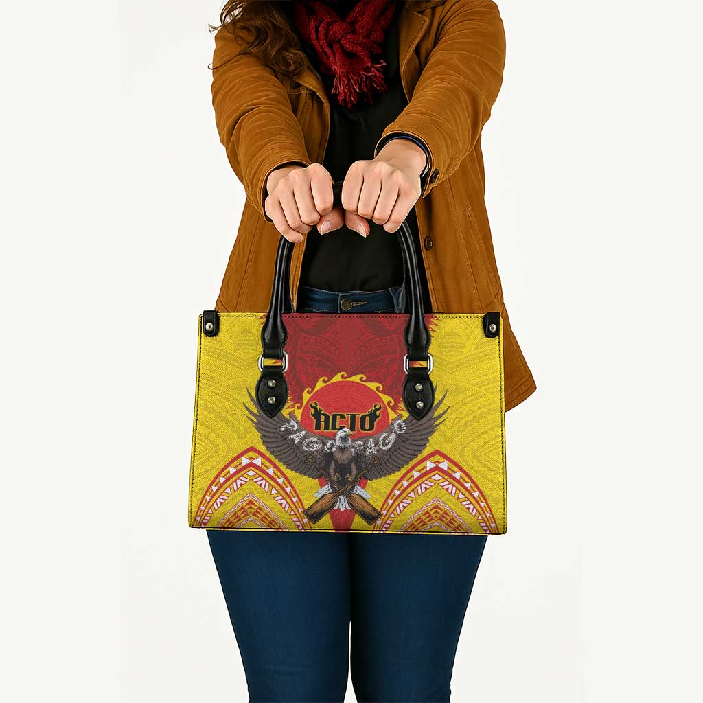 American Samoa Fautasi Race Leather Bag Pago Pago-Aeto Samoan Tattoo and Eagle