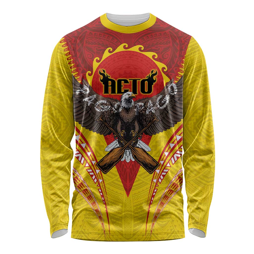 American Samoa Fautasi Race Long Sleeve Shirt Pago Pago-Aeto Samoan Tattoo and Eagle