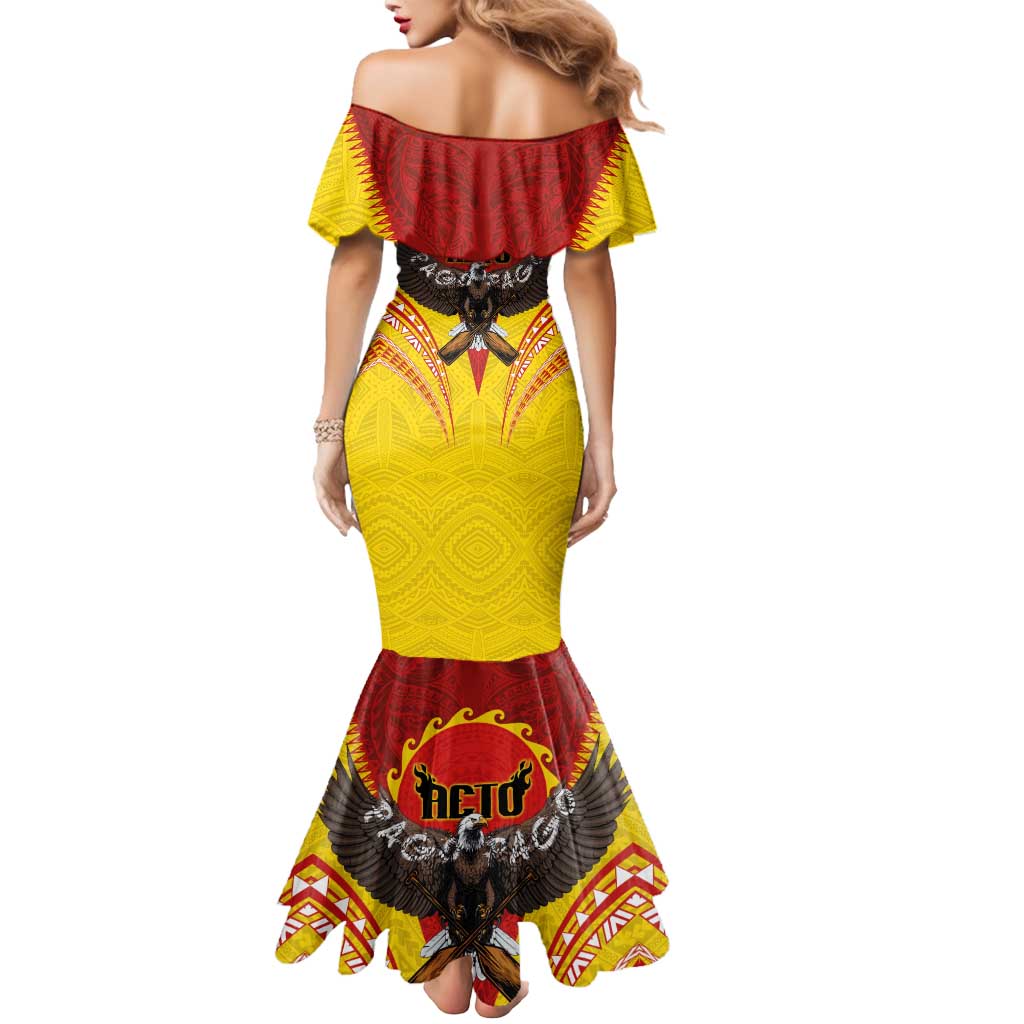 American Samoa Fautasi Race Mermaid Dress Pago Pago-Aeto Samoan Tattoo and Eagle