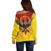 American Samoa Fautasi Race Off Shoulder Sweater Pago Pago-Aeto Samoan Tattoo and Eagle