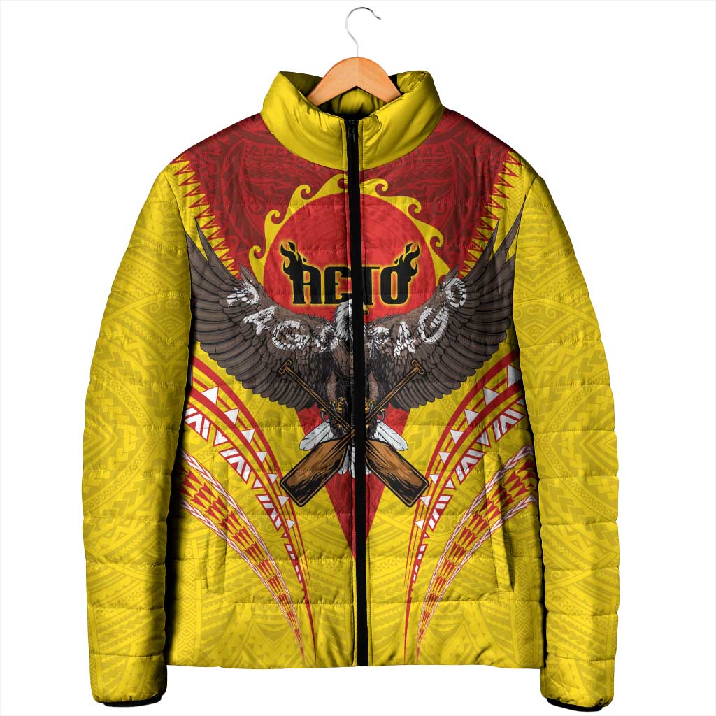 American Samoa Fautasi Race Padded Jacket Pago Pago-Aeto Samoan Tattoo and Eagle